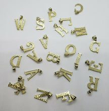 Load image into Gallery viewer, 10K Solid Yellow Gold Nugget Initial Letter Pendant Alphabet Necklace Charm
