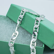 Load image into Gallery viewer, 925 Sterling Solid Silver Italy Flat Mariner Link Chain Necklace Bracelet 5.8mm
