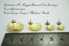 Load image into Gallery viewer, 10K Gold Authentic Nugget Round Diamond Cut Stud Earrings for Men Women 4 Sizes
