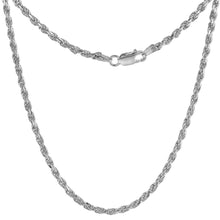Load image into Gallery viewer, 925 Sterling Silver Thin Rope Chain Necklace Diamond Cut 2.4mm 7" to 30"
