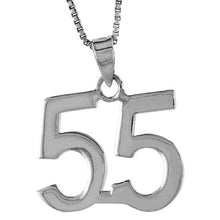 Load image into Gallery viewer, 925 Sterling Silver Small Plain Number 55 Charm Pendant 3/4 (19mm) Inch Tall
