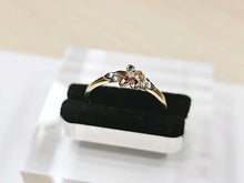 Load image into Gallery viewer, 14K Solid Gold Tri-Tone Flower Ring w CZ Stone Yellow White Rose Gold Size 5-9
