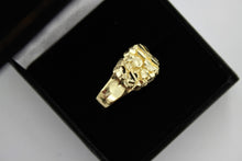 Load image into Gallery viewer, 10k Yellow Gold Authentic Nugget Ring Diamond Cut Sizes 6-13
