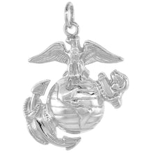 Load image into Gallery viewer, 925 Sterling Silver Eagle, Anchor, and Globe Pendant Finish 1 1/8 (28mm) Inch
