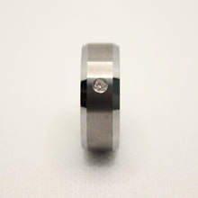 Load image into Gallery viewer, Tungsten Carbide Round Diamond Satin Finish Beveled Edge Wedding Band Ring 8mm

