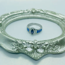 Load image into Gallery viewer, Sterling Silver Marquise Amethyst CZ Synthetic Opal Ring
