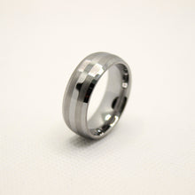 Load image into Gallery viewer, Tungsten Carbide Domed Double Etched Stripes Beveled Edge Wedding Band Ring 8mm
