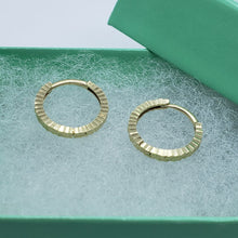 Load image into Gallery viewer, 14K Real Yellow White Gold Huggie Hoop Earrings Diamond Cut Round 12mm Men Women

