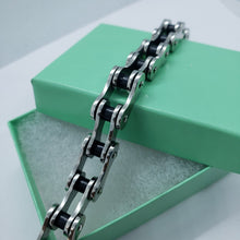 Load image into Gallery viewer, Stainless Steel Bicycle Chain Bracelet Black Rubber Accent for Men 1/2 inch
