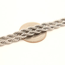 Load image into Gallery viewer, Stainless Steel Textured Rope Chain Necklace 3/16 Inch Wide, Sizes 16-30 Inches
