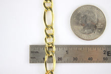 Load image into Gallery viewer, Authentic 14K Yellow Gold Hollow Figaro Necklace Bracelet Chain 7.5mm/8"~30"
