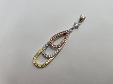Load image into Gallery viewer, 925 Sterling Silver Tri-Color CZ Teardrop Pendant 1 5/16 (33mm) Inch Tall
