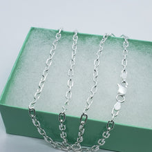 Load image into Gallery viewer, Sterling Silver Boston Link Chain Italy Necklaces Bracelets 3mm Size 7" ~ 30"
