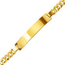 Load image into Gallery viewer, 14K Yellow Gold ID Bracelet Curb Light 7mm ID 5mm Wide Chain 7" 7.5" Engraving
