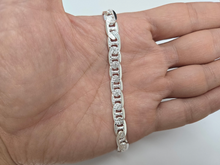 Load image into Gallery viewer, 925 Sterling Silver Flat Mariner Link Chain Diamond Cut Necklace 8mm 7" to 30"
