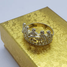 Load image into Gallery viewer, 10K Solid Yellow Gold CZ Crown Ring Royal Polished Band Women Girls High Quality
