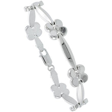 Load image into Gallery viewer, 925 Sterling Silver Stampato Flower Link Necklace Bracelet Italy 11mm 7" to 16"
