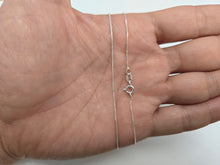 Load image into Gallery viewer, 925 Sterling Silver Very Fine Thin Box Chain Necklace Women 0.7mm 16" to 18"
