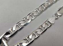 Load image into Gallery viewer, 925 Sterling Silver Flat Mariner Link Chain Diamond Cut Necklace 8mm 7" to 30"

