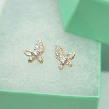 Load image into Gallery viewer, Sterling Silver Pointy Butterfly Earring with CZ
