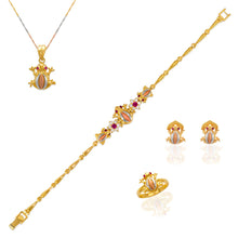 Load image into Gallery viewer, 14K Tricolor Gold Fancy Frog Bracelet 2mm Wide 13mm Center, Set Available
