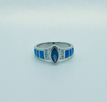 Load image into Gallery viewer, Sterling Silver Marquise Amethyst CZ Synthetic Opal Ring
