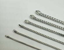 Load image into Gallery viewer, Sterling Silver Franco Chain Necklace Rhodium Finish Italy 1.5mm-4.5mm 16"-36"
