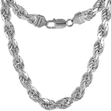 Load image into Gallery viewer, 925 Sterling Silver Thick Rope Chain Necklace Diamond Cut 7mm 8" to 30"
