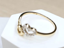 Load image into Gallery viewer, 14K Solid Yellow Gold Handmade Double Heart Ring With CZ for Women Band Size 5-9
