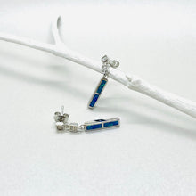 Load image into Gallery viewer, Sterling Silver Synthetic Opal Dangling Earrings Push Back
