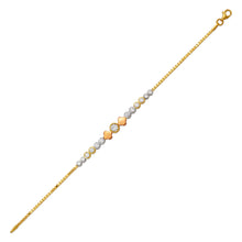Load image into Gallery viewer, 14K Tricolor Gold 7mm Center, 1mm Ladies Bracelet High Polished Fancy Chain
