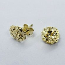 Load image into Gallery viewer, 10K Gold Authentic Nugget Round Diamond Cut Stud Earrings for Men Women 4 Sizes
