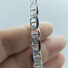 Load image into Gallery viewer, Sterling Silver D/C Flat Mariner Link Chain Necklace Bracelet Italy 8mm, 7"-30"
