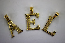 Load image into Gallery viewer, Authentic 10K Yellow Gold Initial Pendant Charm Diamond Cut A ~ Z Alphabet
