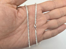 Load image into Gallery viewer, 925 Sterling Silver Sparkle Rock Chain Diamond Cut Necklace 2.9mm 16" to 24"
