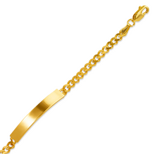 Load image into Gallery viewer, 14K Yellow Gold Shiny Curb Kids ID Bracelet 5mm/4mm Wide 6" Engraving Available
