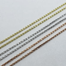 Load image into Gallery viewer, 14K Solid Gold Very Thin DC Boston Link Chain Yellow White Rose 16" 18" 20"
