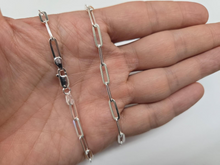 Load image into Gallery viewer, 925 Sterling Silver Flat Paperclip Chain Necklace Bracelet 4mm 7" to 30" Long
