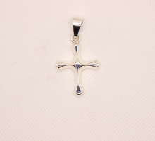 Load image into Gallery viewer, 925 Sterling Silver Skinny Beveled Edge Rhombus Shape Cross Pendant 28.3mm
