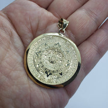 Load image into Gallery viewer, Authentic 10K Yellow Real Gold Aztec Round Calendar Pendant Charm Medal 3 Sizes
