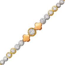 Load image into Gallery viewer, 14K Tricolor Gold 7mm Center, 1mm Ladies Bracelet High Polished Fancy Chain
