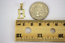 Load image into Gallery viewer, 10K Yellow Gold Small Initial Pendant Charm Diamond Cut A ~ Z Alphabet
