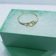 Load image into Gallery viewer, 14K Yellow Gold Three Hearts Promise Ring with CZ Women Size 5 - 9
