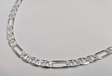 Load image into Gallery viewer, 925 Sterling Silver Beveled Edge Figarucci Link Chain Necklace 6.5mm 7" to 30"
