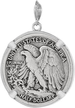 Load image into Gallery viewer, 925 Sterling Silver Half Dollar Bezel 30 mm Coins Prong Back Round Edge 50 Cent
