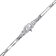 Load image into Gallery viewer, 14K White Gold Fancy 15 Anos Years Pretty Heart CZ Bracelet Quinceañera Gift
