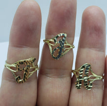 Load image into Gallery viewer, 10k Solid Yellow Gold Cursive Letter Initial Alphabet Ring [YOUR RING SIZE]
