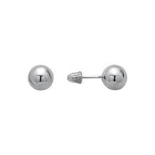 Load image into Gallery viewer, 14K Yellow or White Gold Ball Stud Earrings 6mm Wide 2grams Screw Backing
