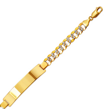 Load image into Gallery viewer, 14K White Pave Gold Curb Light ID Bracelet 10mm/8mm  8" 8.5" Engraving Available
