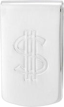 Load image into Gallery viewer, Sterling Silver Money Clip Dollar Sign Embossed Wide Made Italy 1 X 1 3/4 inch

